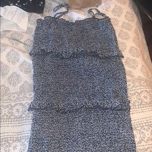 Fringe dress navy blue with white flowers